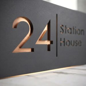 Avatar Decor Name Plates for Home Entrance Outdoor | Water Weather Proof Matt Black Acrylic 30x15cm 3D Letters- Golden Letters, Ideal for Home, Office and Outdoor Entrances (Black)