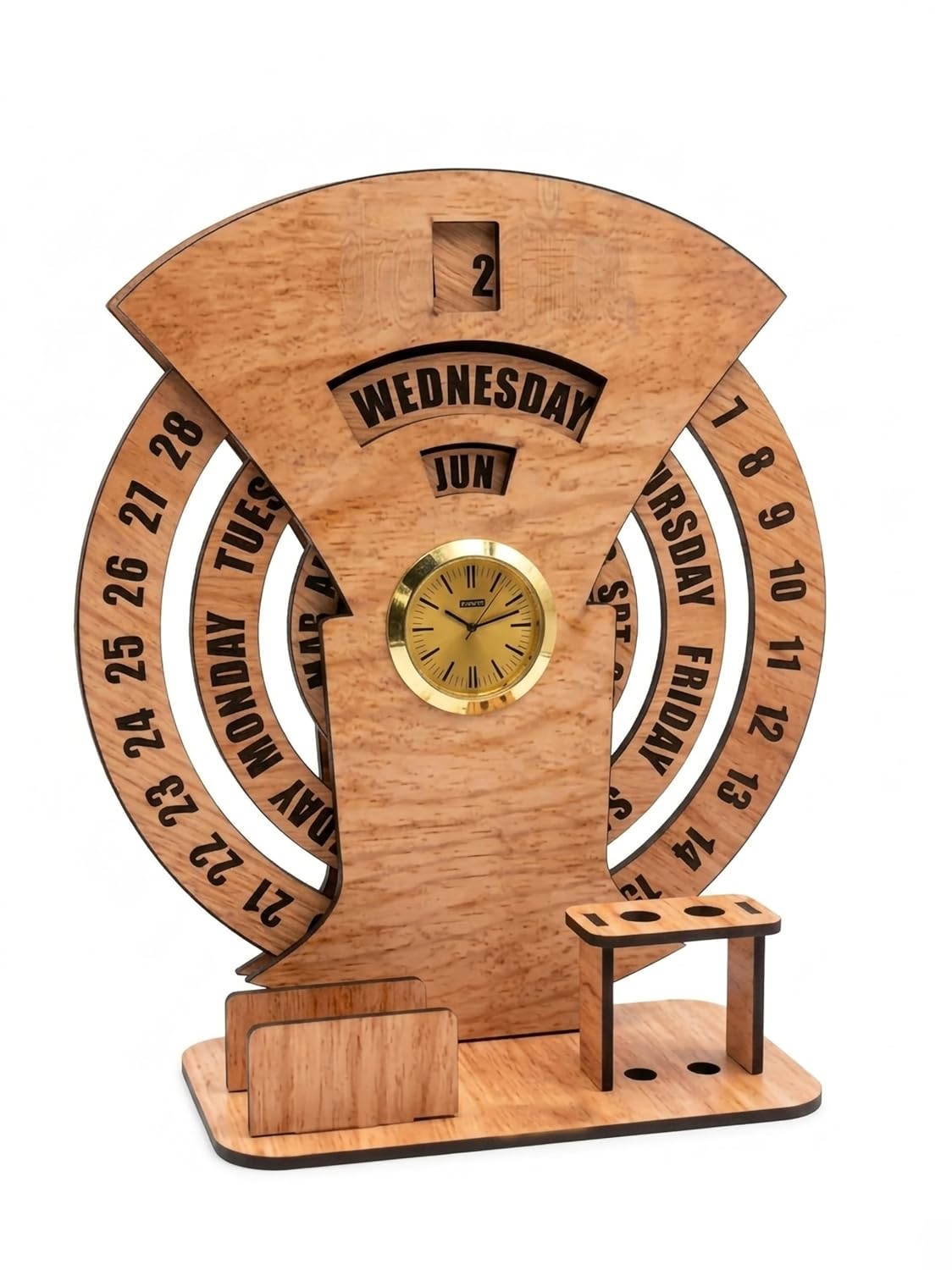 Avatar Decor 2026 Lifetime Desk Calendar with Desk Organizer & Photo Frame | Reusable Wooden Perpetual Calendar for Office & Home Decor | Eco-Friendly Tabletop Calendar | New Year Gift (Bamboo)