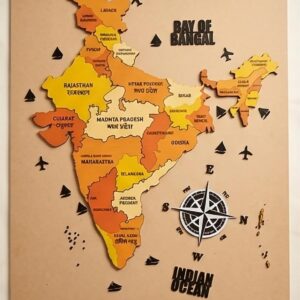 AVATARDECOR 3D Wooden Map of India | Home Decor | Office Decor | A great gift for travelers | Wall decor State and Capital names with Borders (Multicolor_Multilayer, 4×3 Feet, INDIA MAP)
