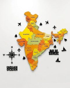AVATARDECOR 3D Wooden Map of India | Home Decor | Office Decor | A great gift for travelers | Wall decor State and Capital names with Borders (Multicolor_Multilayer, 4x3 Feet, INDIA MAP)
