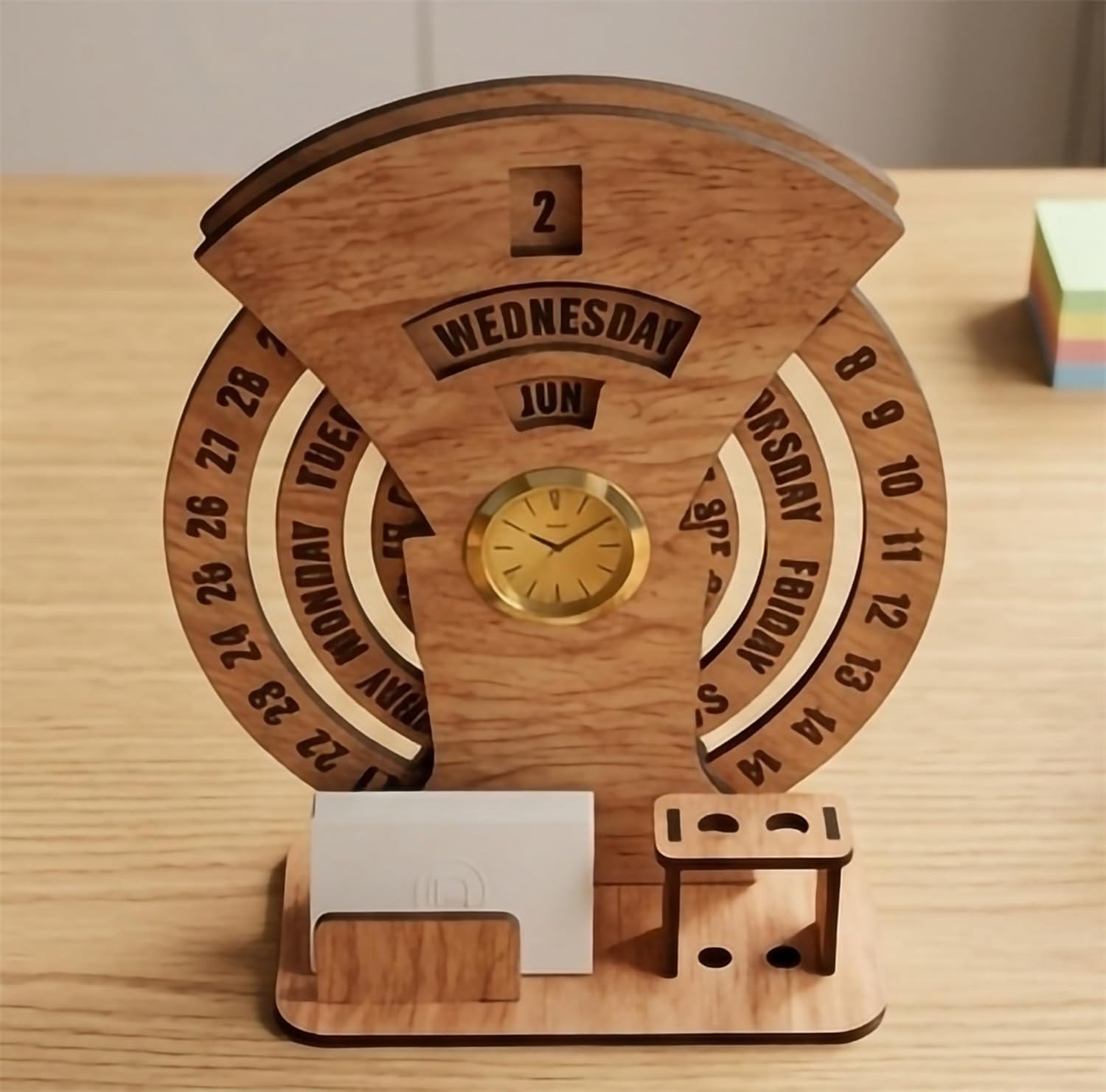 Avatar Decor 2026 Lifetime Desk Calendar with Desk Organizer & Photo Frame | Reusable Wooden Perpetual Calendar for Office & Home Decor | Eco-Friendly Tabletop Calendar | New Year Gift (Bamboo) - Image 3