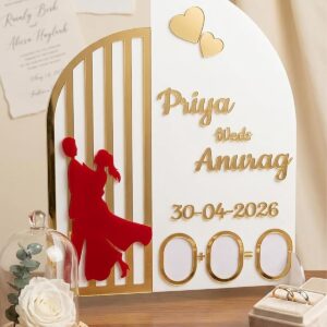 Acrylic Heart Shape Couple Thumb Gift | Finger Print Gift 26X20 Cm|Best Gift For Marriage Couples| Anniversarry Gift |Engagement Gift|Personalized Text|Golden Letters| Nikah Nameplate