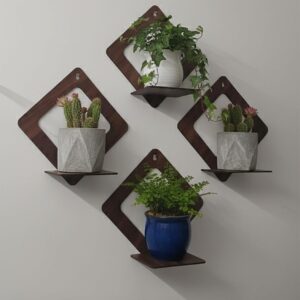 Wooden Tree Wall Shelf | Stylish Wall Mounted Shelf for Home & Office Décor | Engineered Wood, Brown | Storage & Display Rack for Living Room