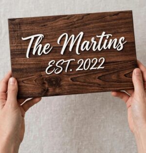 Name plate for Home, Office Entrance Outdoor | Wood Personalized Name Plate with 3D Letters | Custom Name Plate For Home, Office | (15X30 cm)
