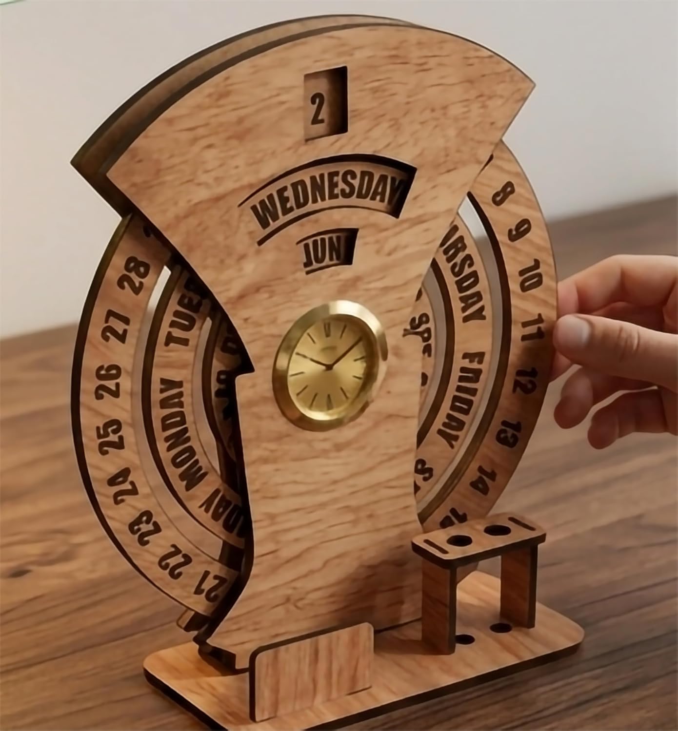 Avatar Decor 2026 Lifetime Desk Calendar with Desk Organizer & Photo Frame | Reusable Wooden Perpetual Calendar for Office & Home Decor | Eco-Friendly Tabletop Calendar | New Year Gift (Bamboo) - Image 5