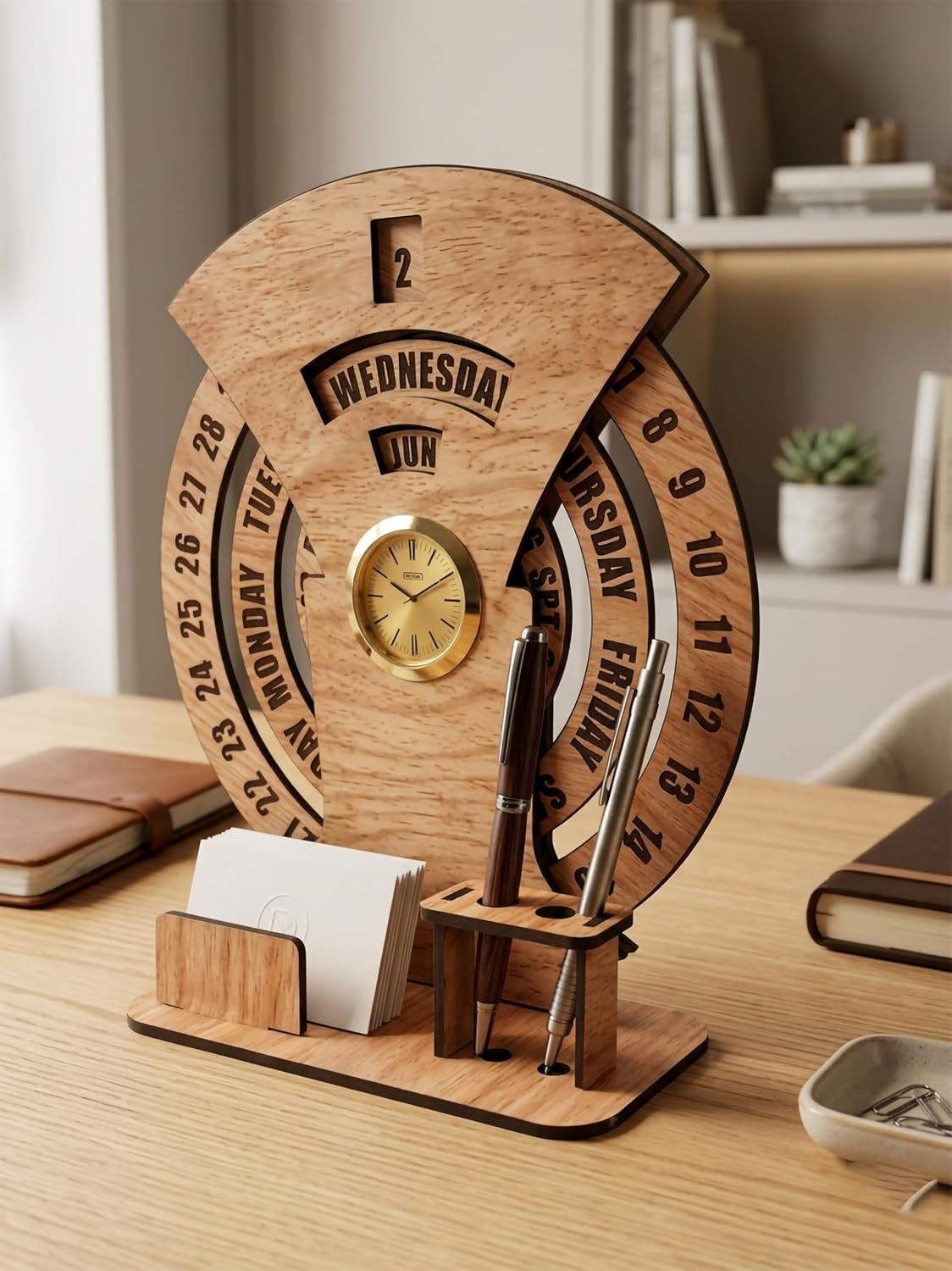Avatar Decor 2026 Lifetime Desk Calendar with Desk Organizer & Photo Frame | Reusable Wooden Perpetual Calendar for Office & Home Decor | Eco-Friendly Tabletop Calendar | New Year Gift (Bamboo) - Image 2