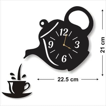 Avatar Decor Teapot and Cup Wall Clock – Modern Black Decorative Kitchen Clock – Unique Tea-Themed Wall Decor for Dining Room, Cafe or Home – Silent Non-Ticking Quartz Movement - Image 3