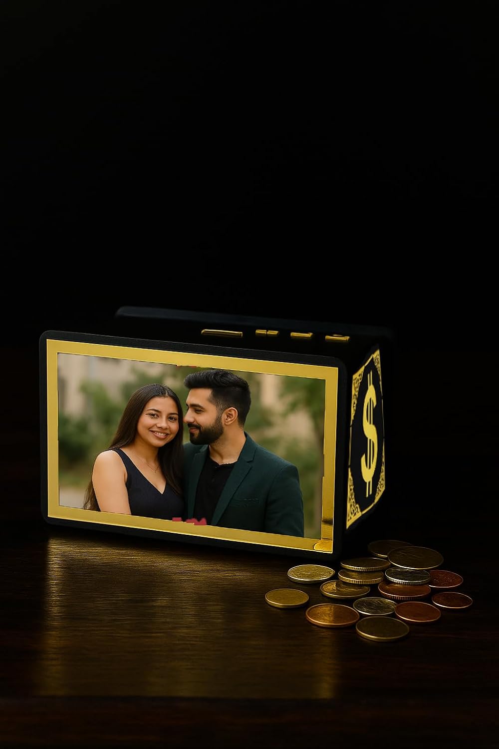 Money Saving Box for Kids and Adults | Customize Acrylic Money Bank with Gold Design | Big Size Piggy Bank | Saving Box with Numbers | Adfusion Pigy Bank (60,000 Money Box) for Your Love One. - Image 2