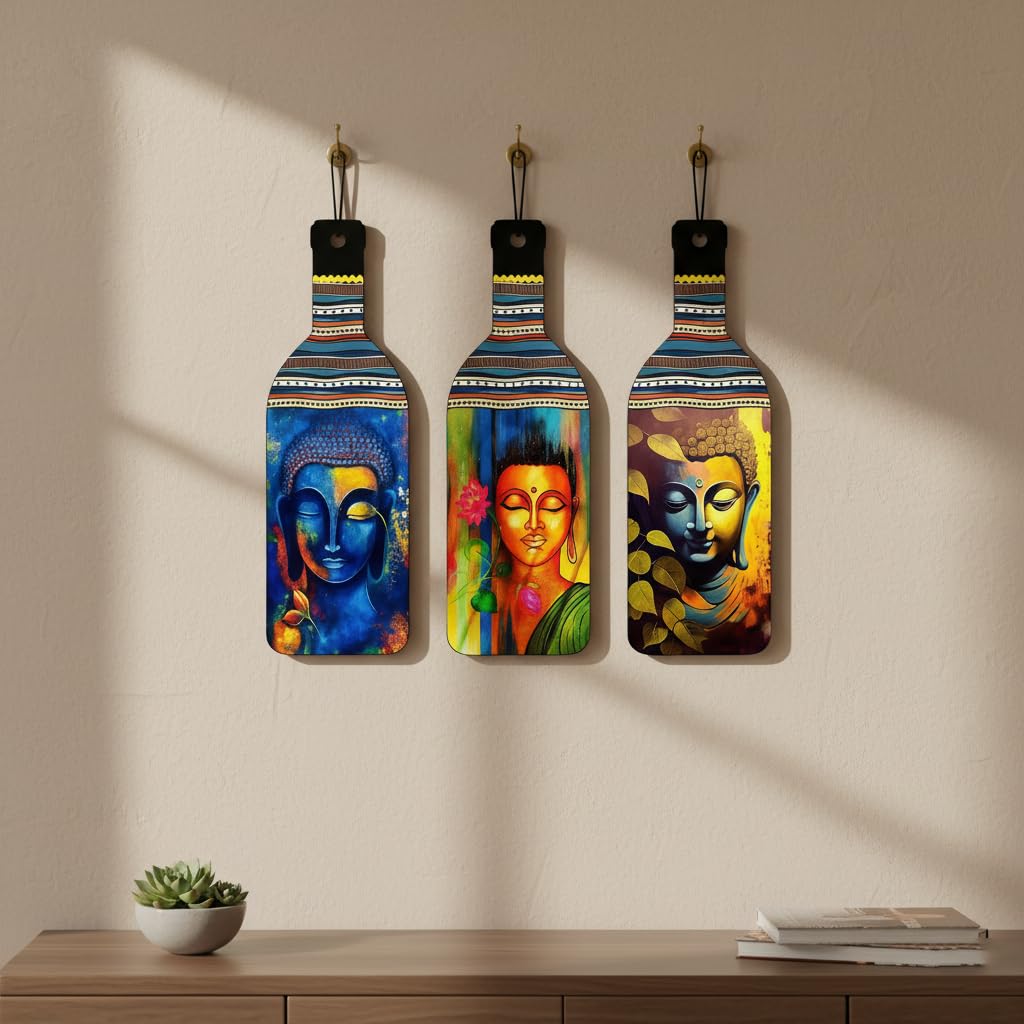 Avatar Decorative Wall Art MDF Wooden Hanger for Living Room | Bedroom | Office | Kitchen | Bottle Shaped | Wall Hanging For Home Decor - Set of 3 - Image 5