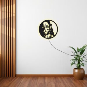 LED Wall Art Light Panel, Hanuman Design, Black Silhouette Decorative Lamp