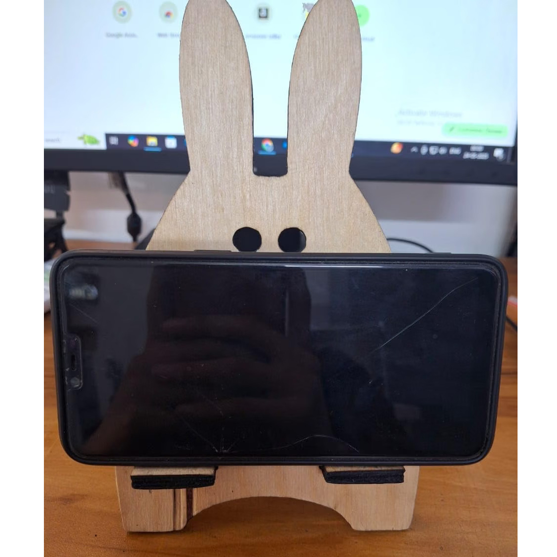 Wooden Rabbit Mobile Stand | Cute & Sturdy Phone Holder for Desk