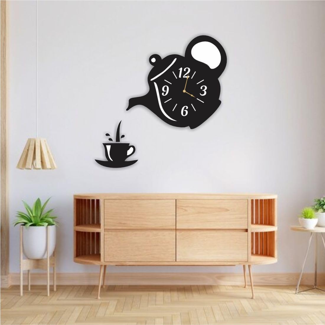Avatar Decor Teapot and Cup Wall Clock – Modern Black Decorative Kitchen Clock – Unique Tea-Themed Wall Decor for Dining Room, Cafe or Home – Silent Non-Ticking Quartz Movement - Image 4