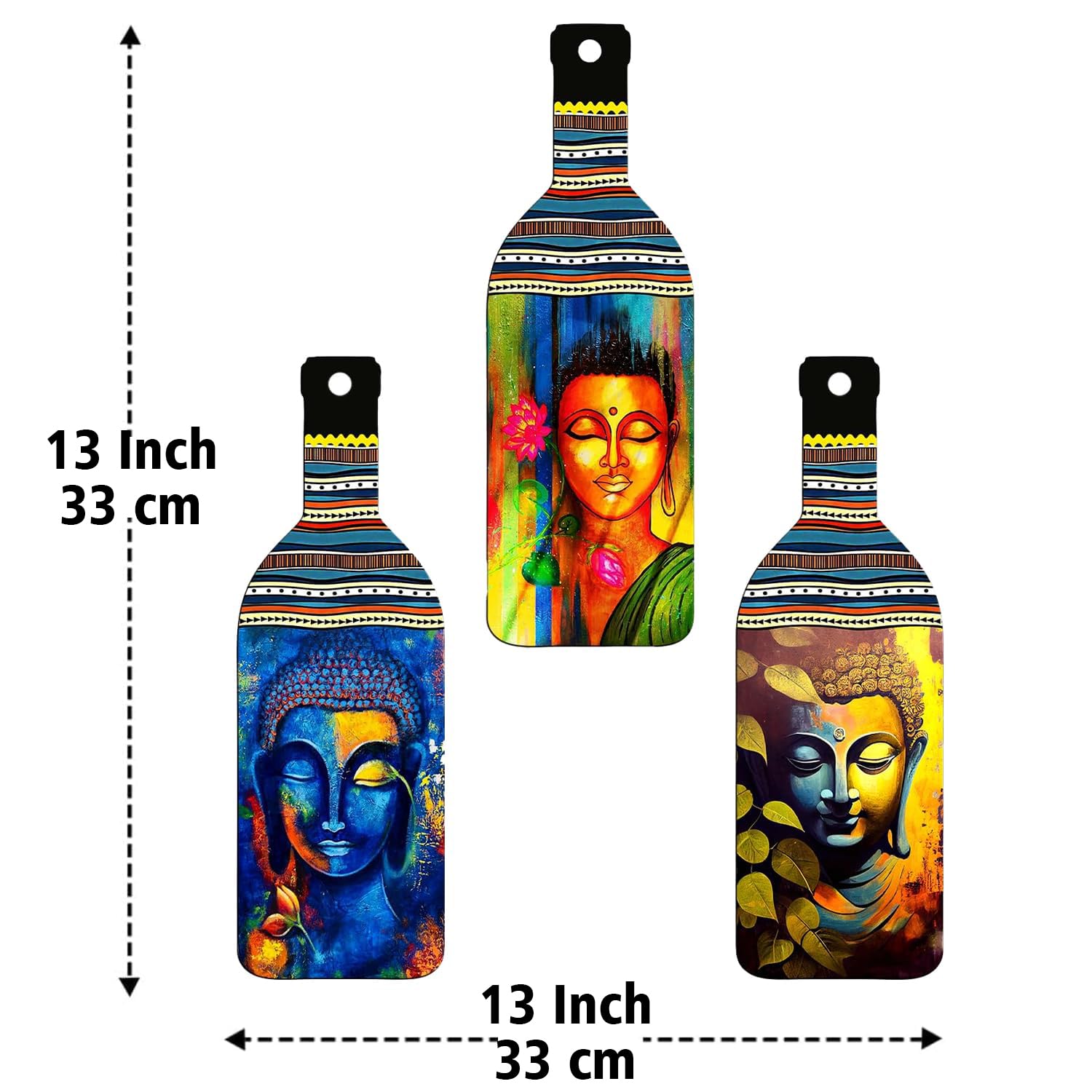 Avatar Decorative Wall Art MDF Wooden Hanger for Living Room | Bedroom | Office | Kitchen | Bottle Shaped | Wall Hanging For Home Decor - Set of 3 - Image 4