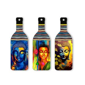 Avatar Decorative Wall Art MDF Wooden Hanger for Living Room | Bedroom | Office | Kitchen | Bottle Shaped | Wall Hanging For Home Decor – Set of 3