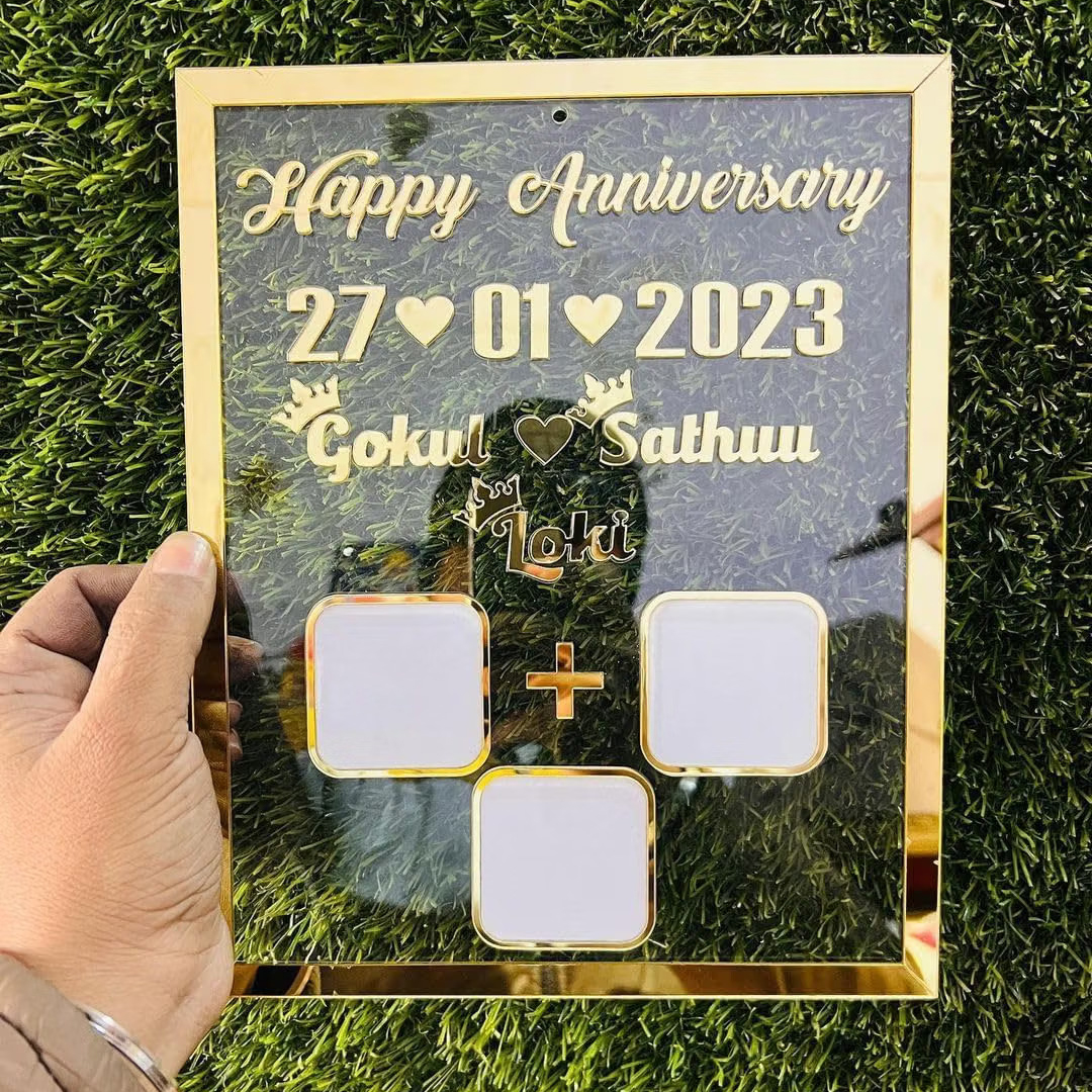 Personalized Wedding Acrylic Photo Frame with Names & Date