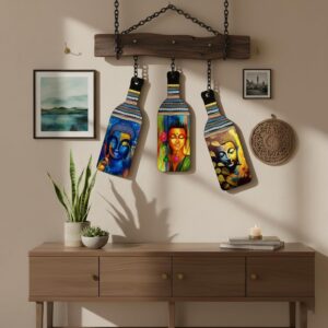 Avatar Decorative Wall Art MDF Wooden Hanger for Living Room | Bedroom | Office | Kitchen | Bottle Shaped | Wall Hanging For Home Decor – Set of 3
