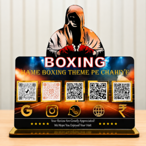 personalized-boxing-theme-acrylic-qr-code-stand-for-gym