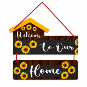 Sunflower Welcome To Our Home Wooden Wall Hanging