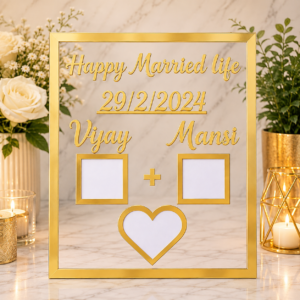 Personalized wedding acrylic photo frame with couple names and date