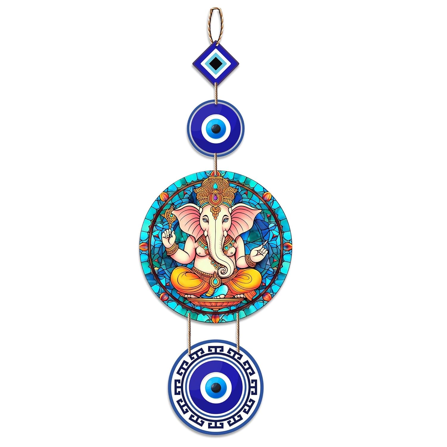 Designer Ganesh Ji Wooden Wall Hanging for Home Decor | Decoration for Livingroom | Modern Artworks Items | Decorative Hangings (Blue)
