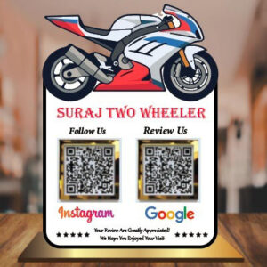 Avatar Decor Graphics Custom Two Wheeler QR Code Display Stand for Instagram Follow & Google Reviews