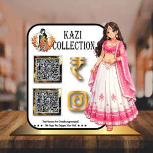 Custom Boutique QR Code Display Stand with Google Review & Instagram QR Codes