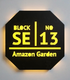 Personalized Name Plate - Waterproof Acrylic LED Name Plate with Light (Hexagonal)